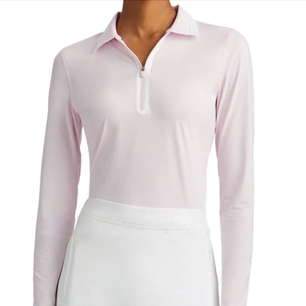 G/FORE Women’s Silky Tech Nylon Quarter Zip Polo Blush Pink Lilac Small - Picture 3 of 16